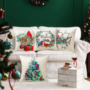 Christmas Throw Pillow Covers Linen Merry Christmas Cushion Case Garden Winter Holiday Pillowcase for Patio Furniture Couch