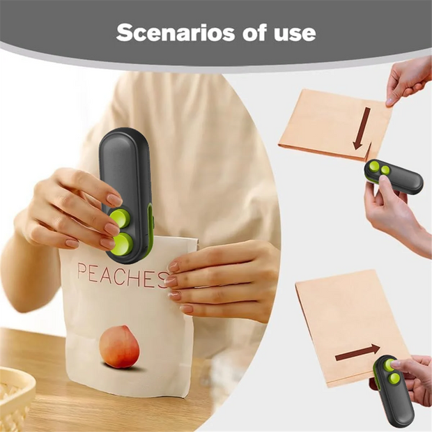 2 in 1 Mini Bag Sealer for Sealing and Cutting Portable Rechargeable Handheld Vacuum Food Sealer Bag Sealing Machine