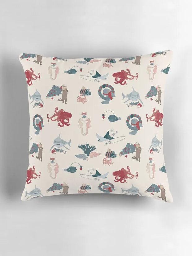 Holiday marine animals pattern — Christmas and Hanukkah Throw Pillow Cushion Covers For Living Room Christmas Pillow pillow