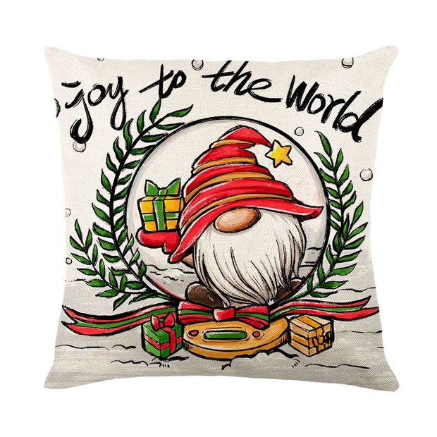 2023 Merry Christmas Decoration Cushion Cover 18 Inch Linen Throw Pillow Case Winter Holiday Ornament Home Pillow Cover for Sofa