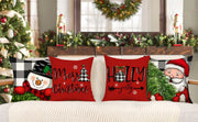 Christmas Pillow Covers Set of 4 Buffalo Check Farmhouse Xmas Snowman Santa Claus Holly Jolly Winter Holiday Decor Throw  Case