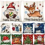 2023 Merry Christmas Decoration Cushion Cover 18 Inch Linen Throw Pillow Case Winter Holiday Ornament Home Pillow Cover for Sofa