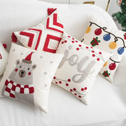 New Merry Christmas Embroidered Cushion Cover Red Geometric Tufted Throw Pillow Covers Holiday Party Home Decor Living Room