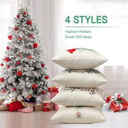 Christmas Throw Pillow Covers Linen Merry Christmas Cushion Case Garden Winter Holiday Pillowcase for Patio Furniture Couch